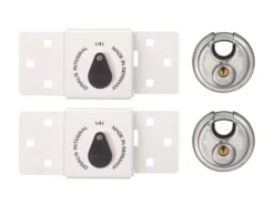 141/200 Diskus® Integral Van Lock White & 26/70mm Diskus® Padlock Twin Pack